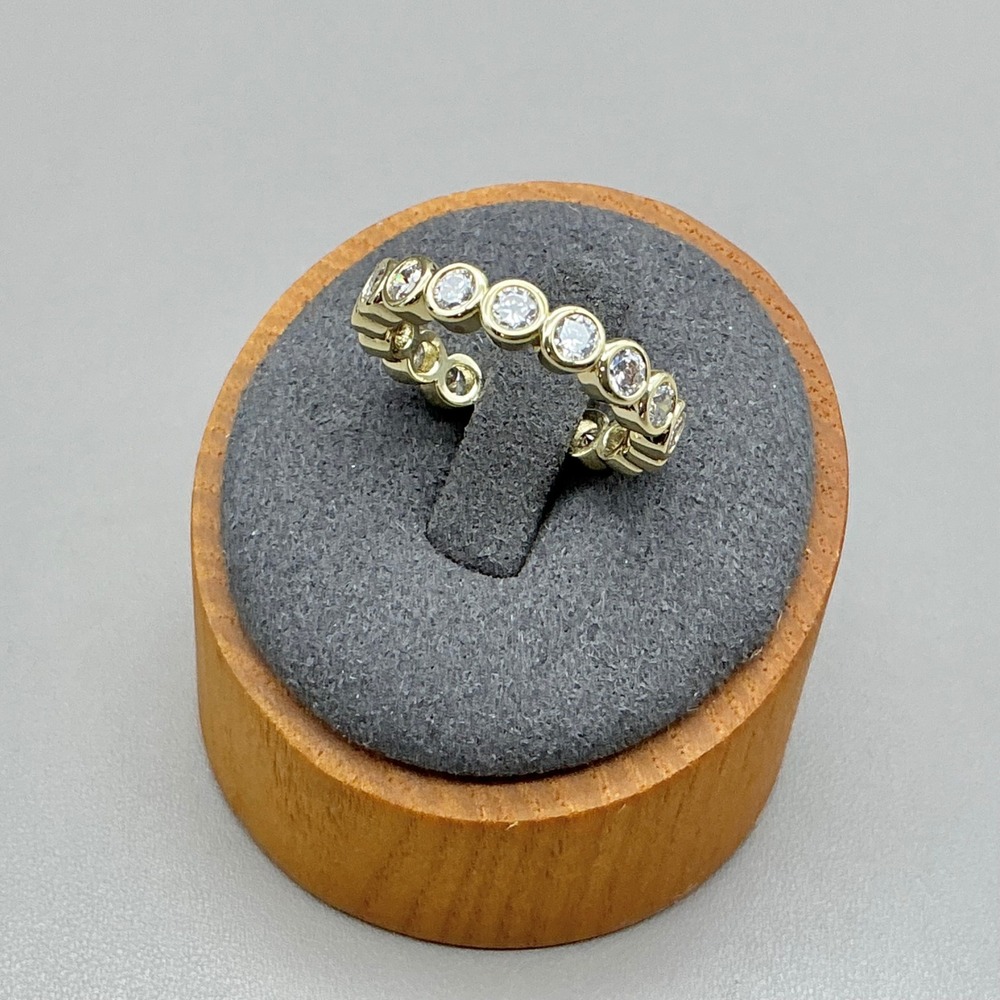 Eternity Ring Women Gold Tone Bezel Set Round Clear Crystal Band Fashion Jewelry
